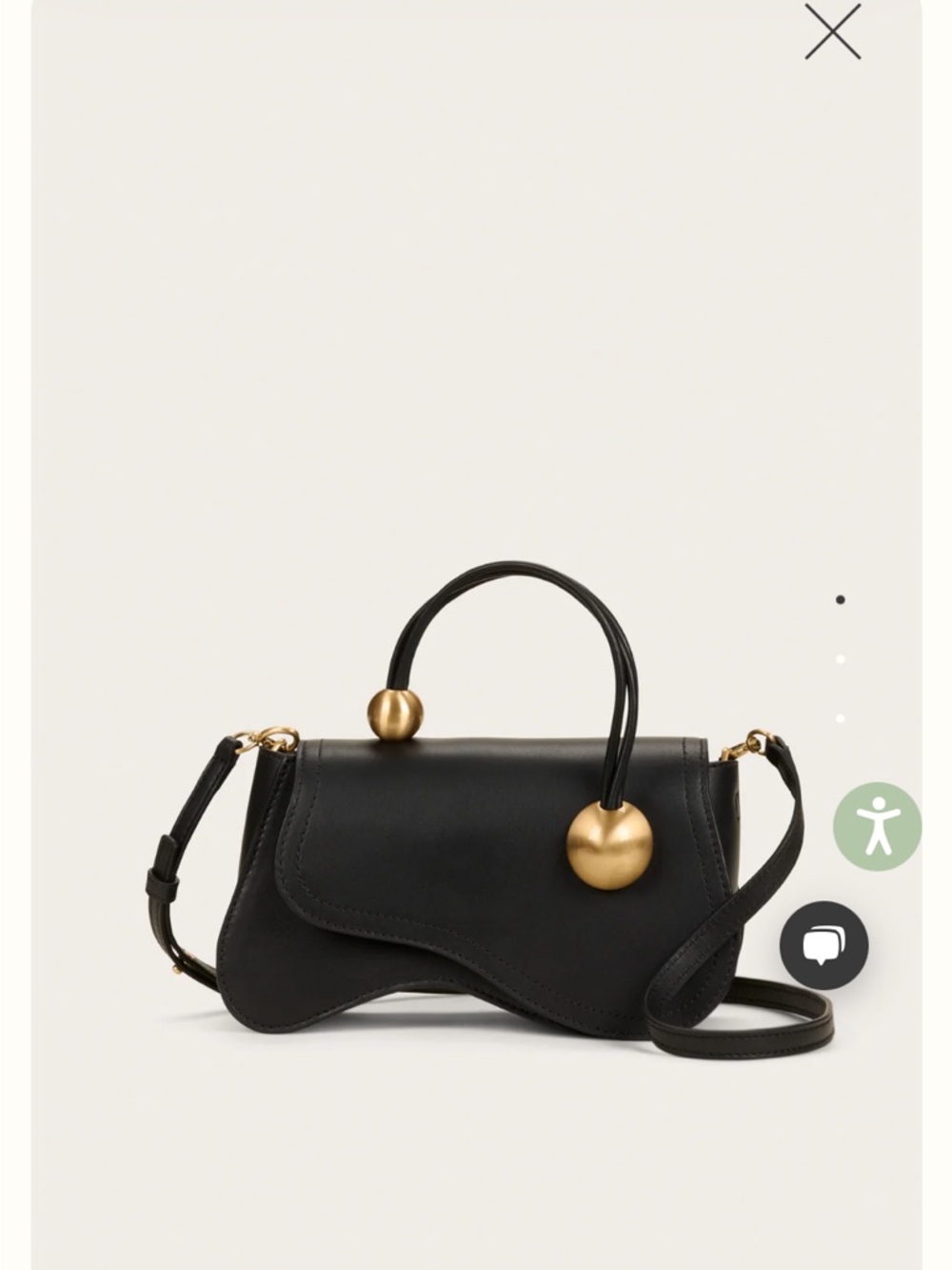 Cult Gaia KAZIA Black Leather Crossbody with Gold Orb Hardware